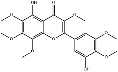 3',5-ジヒドロキシ-3,4',5',6,7,8-ヘキサメトキシフラボン 化学構造式