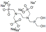 hexasodium [[[2-[[[bis(hydroxymethyl)phosphino]methyl](phosphonatomethyl)amino]ethyl]imino]bis(methylene)]bisphosphonate Struktur
