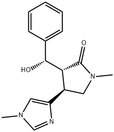 (3R,4S)-3-[(S)-hydroxy-phenyl-methyl]-1-methyl-4-(1-methylimidazol-4-y l)pyrrolidin-2-one Struktur