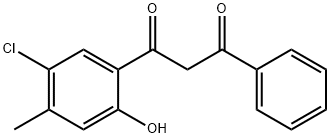 1-(5-クロロ-2-ヒドロキシ-4-メチルフェニル)-3-フェニルプロパン-1,3-ジオン 塩化物 化学構造式