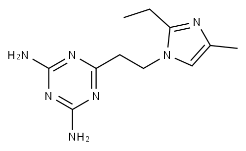6-[2-(2-ethyl-4-methyl-1H-imidazol-1-yl)ethyl]-1,3,5-triazine-2,4-diamine Struktur