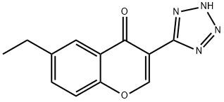 3-(1H-テトラゾール-5-イル)-6-エチル-4H-1-ベンゾピラン-4-オン 化学構造式