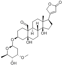 3β-[(3-O-メチル-2,6-ジデオキシ-β-D-ribo-ヘキソピラノシル)オキシ]-5,14-ジヒドロキシ-19-オキソ-5β-カルダ-20(22)-エノリド 化学構造式
