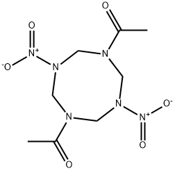 1,5-ジアセチル-3,7-ジニトロ-1,3,5,7-テトラアザシクロオクタン 化学構造式