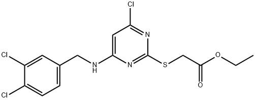 [[4-Chloro-6-[[(3,4-dichlorophenyl)methyl]amino]-2-pyrimidinyl]thio]acetic acid ethyl ester Struktur