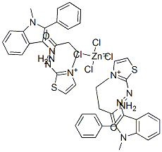 bis[3-(3-amino-3-oxopropyl)-2-[(1-methyl-2-phenyl-1H-indol-3-yl)azo]thiazolium] tetrachlorozincate(2-) Struktur