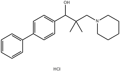 alpha-(4-Biphenylyl)-beta,beta-dimethyl-1-piperidinepropanol hydrochloride Struktur