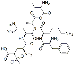 gamma-(methylsulphonyl)-L-alpha-aminobutyryl-L-alpha-glutamyl-L-histidyl-3-phenyl-L-alanyl-D-lysyl-L-alanine  Structure