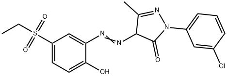 2-(3-chlorophenyl)-4-[[5-(ethylsulphonyl)-2-hydroxyphenyl]azo]-2,4-dihydro-5-methyl-3H-pyrazol-3-one Struktur
