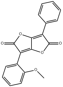 3-(2-メトキシフェニル)-6-フェニルフロ[3,2-b]フラン-2,5-ジオン 化学構造式