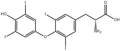 (R)-2-アミノ-3-[3,5-ジヨード-4-(3,5-ジヨード-4-ヒドロキシフェノキシ)フェニル]プロピオン酸 化学構造式
