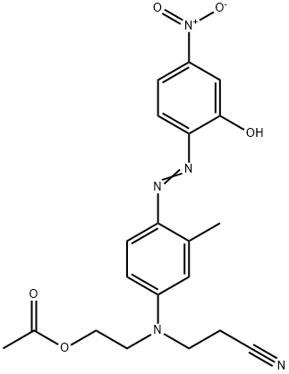 3-[(2-アセトキシエチル)[4-[(2-ヒドロキシ-4-ニトロフェニル)アゾ]-3-メチルフェニル]アミノ]プロパンニトリル 化学構造式