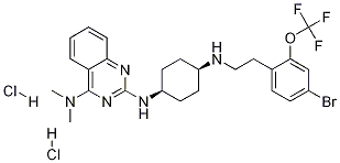 N2-[cis-4-[[2-[4-Bromo-2-(trifluoromethoxy)phenyl]ethyl]amino]cyclohexyl]-N4,N4-dimethyl-2,4-quinazolinediaminedihydrochloride Structure