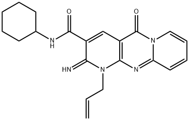 1-allyl-N-cyclohexyl-2-imino-5-oxo-1,5-dihydro-2H-dipyrido[1,2-a:2,3-d]pyrimidine-3-carboxamide Structure