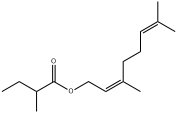2-メチルブタン酸(Z)-3,7-ジメチル-2,6-オクタジエニル 化学構造式