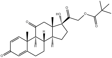21-(2,2-ジメチル-1-オキソプロポキシ)-17-ヒドロキシプレグナ-1,4-ジエン-3,11,20-トリオン 化学構造式