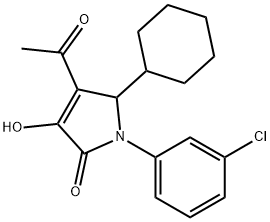 2H-Pyrrol-2-one, 4-acetyl-1-(3-chlorophenyl)-5-cyclohexyl-1,5-dihydro-3-hydroxy- Structure