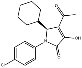 2H-Pyrrol-2-one, 4-acetyl-1-(4-chlorophenyl)-5-cyclohexyl-1,5-dihydro-3-hydroxy-, (5S)- Structure