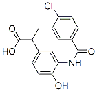 3-[(4-クロロベンゾイル)アミノ]-4-ヒドロキシ-α-メチルベンゼン酢酸 化学構造式