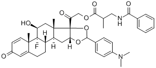 21-[3-(Benzoylamino)-2-methyl-1-oxopropoxy]-16,17-[[[4-(dimethylamino)phenyl]methylene]bis(oxy)]-9-fluoro-11-hydroxypregna-1,4-diene-3,20-dione 结构式