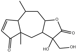 3,3a,4,4a,7a,8,9,9a-Octahydro-3-hydroxy-3-hydroxymethyl-4a,8-dimethylazuleno[6,5-b]furan-2,5-dione Struktur