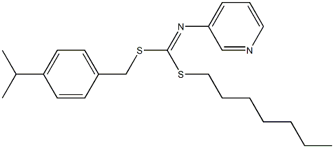 Heptyl (4-(1-methylethyl)phenyl)methyl-3-pyridinylcarbonimidodithioate Struktur