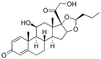 11β,21-ジヒドロキシ-16α,17-[(S)-ブチリデンビスオキシ]プレグナ-1,4-ジエン-3,20-ジオン 化学構造式