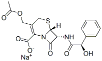 sodium [6R-[6alpha,7beta(R*)]]-3-(acetoxymethyl)-7-(hydroxyphenylacetamido)-8-oxo-5-thia-1-azabicyclo[4.2.0]oct-2-ene-2-carboxylate Struktur