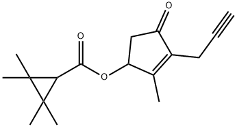 2,2,3,3-テトラメチル-1-シクロプロパンカルボン酸2-メチル-4-オキソ-3-(2-プロピニル)-2-シクロペンテニル 化学構造式