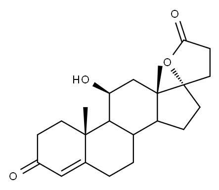 3'-(3-oxo-11 beta,17-dihydroxy-4-androstene-17 alpha- yl)propionic acid lactone Struktur
