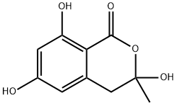 3,4-ジヒドロ-3,6,8-トリヒドロキシ-3-メチル-1H-2-ベンゾピラン-1-オン 化学構造式