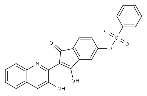3-ヒドロキシ-2-(3-ヒドロキシ-2-キノリニル)-5-[(フェニルスルホニル)オキシ]-1H-インデン-1-オン 化学構造式