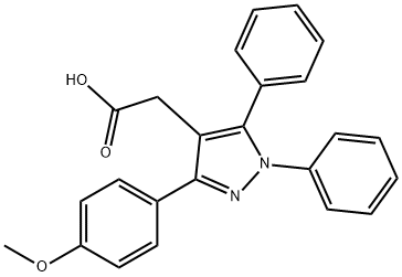 3-(4-メトキシフェニル)-1,5-ジフェニル-1H-ピラゾール-4-酢酸 化学構造式