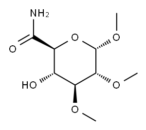 1-O,2-O,3-O-トリメチル-α-D-グルコピラヌロンアミド 化学構造式