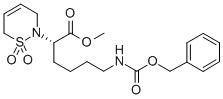 2H-1,2-THIAZINE-2-ACETIC ACID, 3,6-DIHYDRO-ALPHA-[4-[[(PHENYLMETHOXY)CARBONYL]AMINO]BUTYL]-, METHYL ESTER, 1,1-DIOXIDE, (ALPHAS) Structure