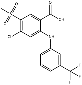 Benzoic  acid,  4-chloro-5-(methylsulfonyl)-2-[[3-(trifluoromethyl)phenyl]amino]- Struktur