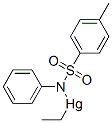 エチル[(4-メチルフェニルスルホニル)フェニルアミノ]水銀(II) 化学構造式