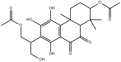2-(アセチルオキシ)-7-[2-(アセチルオキシ)-1-(ヒドロキシメチル)エチル]-1,2,3,4,4a,10a-ヘキサヒドロ-5,6,8-トリヒドロキシ-1,1,4a-トリメチルフェナントレン-9,10-ジオン 化学構造式