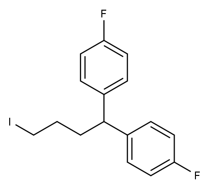 1,1'-(4-ヨードブチリデン)ビス(4-フルオロベンゼン) 化学構造式