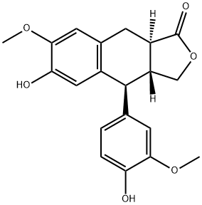 (3aR)-4β-(4-ヒドロキシ-3-メトキシフェニル)-6-ヒドロキシ-7-メトキシ-3,3aβ,4,9-テトラヒドロナフト[2,3-c]フラン-1(9aαH)-オン 化学構造式