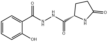 1-(2-ヒドロキシベンゾイル)-2-(5-オキソ-L-プロリル)ヒドラジン 化学構造式
