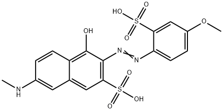 4-hydroxy-3-[(4-methoxy-2-sulphophenyl)azo]-7-(methylamino)naphthalene-2-sulphonic acid Struktur