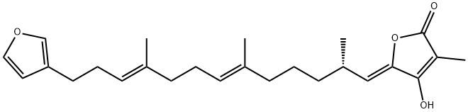 3-メチル-4-ヒドロキシ-5-[(1Z,6E,10E)-2,6,10-トリメチル-13-(3-フリル)-6,10-トリデカジエン-1-イリデン]フラン-2(5H)-オン 化学構造式