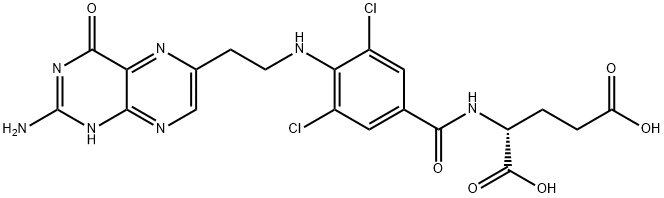 (2R)-2-[[4-[2-(2-amino-4-oxo-1H-pteridin-6-yl)ethylamino]-3,5-dichloro-benzoyl]amino]pentanedioic acid Struktur