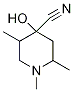 4-Hydroxy-1,2,5-trimethyl-4-piperidinecarbonitrile Struktur