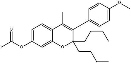 [2,2-dibutyl-3-(4-methoxyphenyl)-4-methyl-chromen-7-yl] acetate Struktur