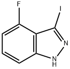 4-フルオロ-3-ヨード-1H-インダゾール 化学構造式