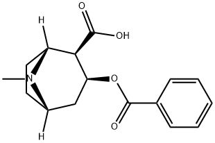 [1S,5R,(+)]-3β-(ベンゾイルオキシ)-8-メチル-8-アザビシクロ[3.2.1]オクタン-2β-カルボン酸 化学構造式