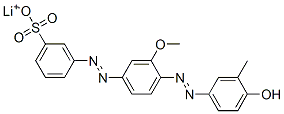 lithium 3-[[4-[(4-hydroxy-3-methylphenyl)azo]-3-methoxyphenyl]azo]benzenesulphonate Struktur