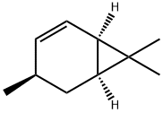 [1S,3R,6R,(-)]-3,7,7-トリメチルビシクロ[4.1.0]ヘプタ-4-エン 化学構造式